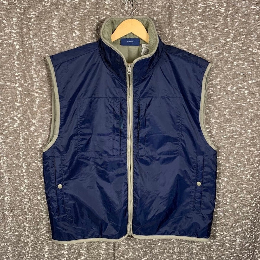 Vintage Spalding Athletic Apparel Blue Nylon Sport Vest Full Zip Men's XL